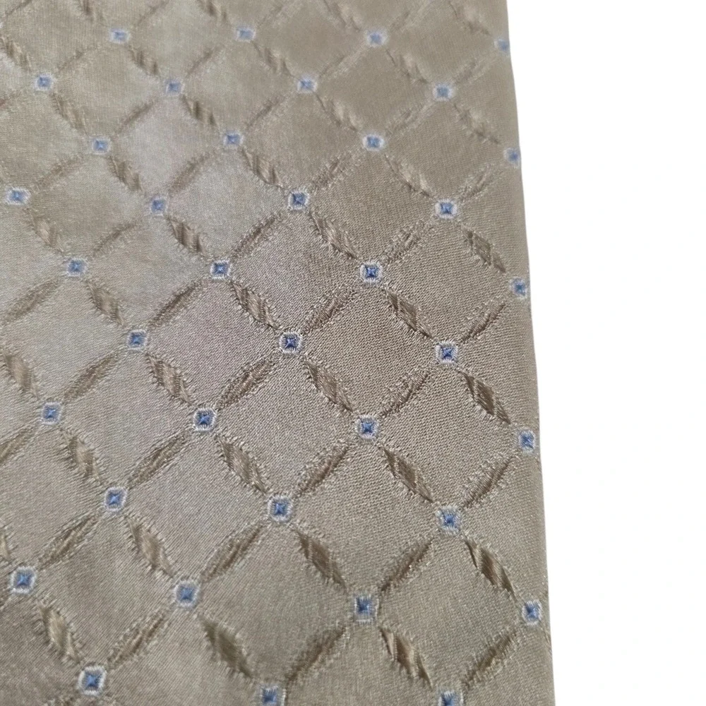 Sean John Fine Tailoring Mens Necktie Gold Blue Micro Silk Diamond Metallic Silk